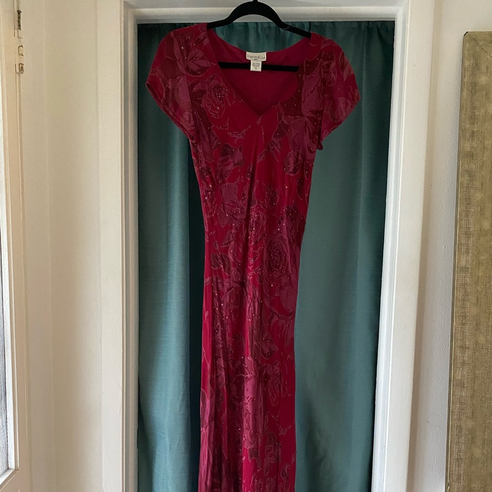 Vintage Cap Sleeve Beaded Maxi Dress